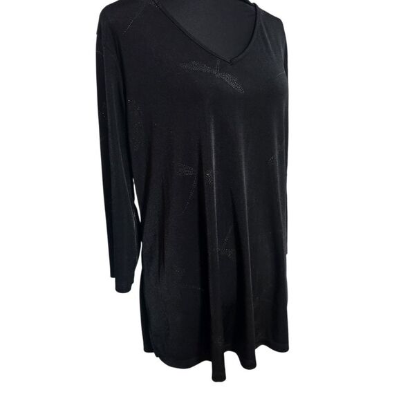 Quacker Factory Slinky Top Small Medium Black Dragonfly Dragonflies Shirt - Picture 5 of 8